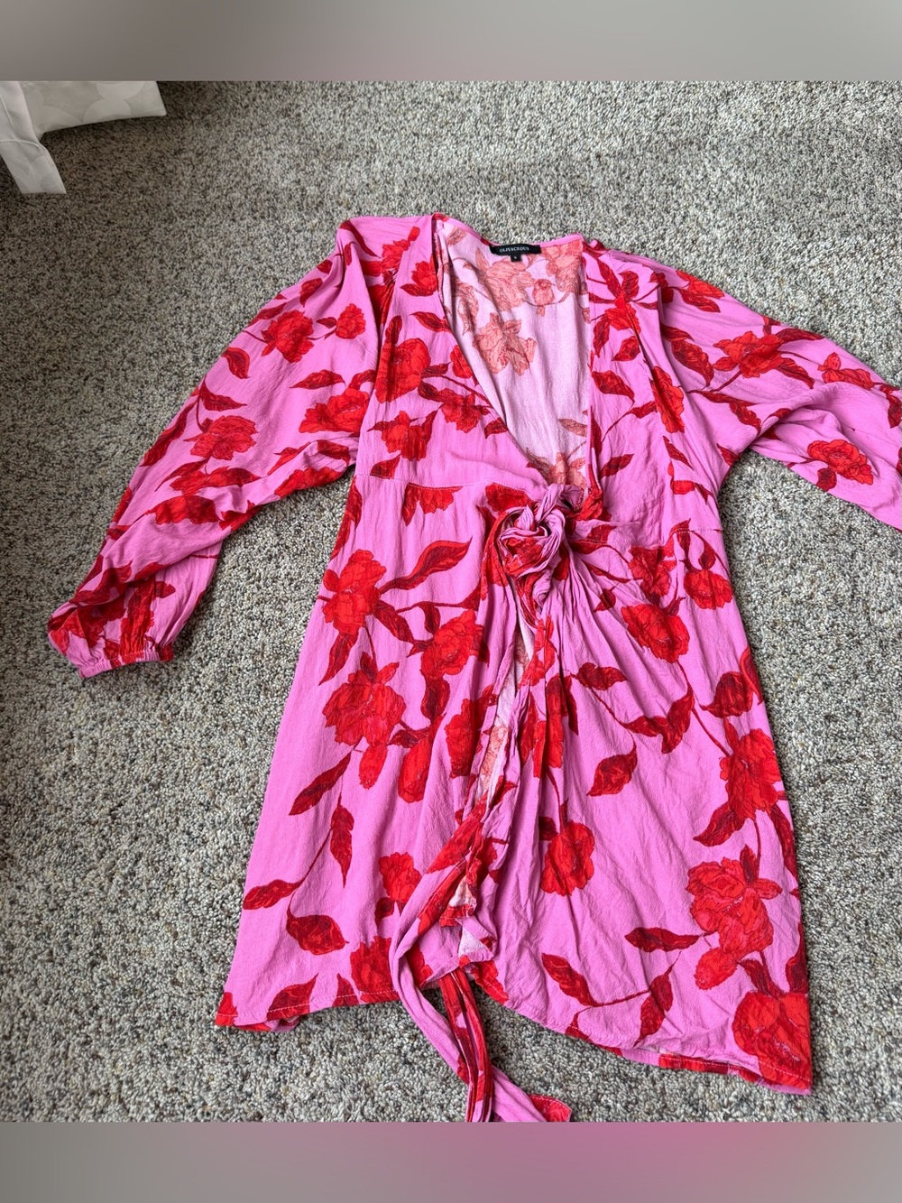 Olivaceous Women’s Pink & Red Wrap Dress - Size Small